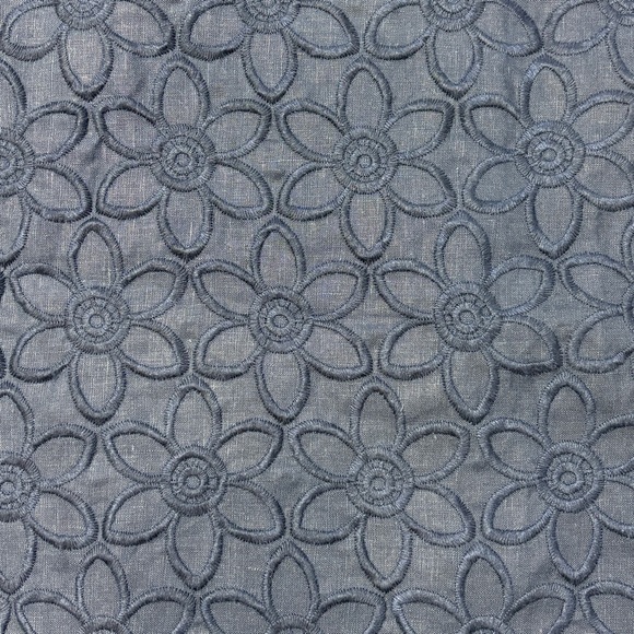 Talbots Navy Linen Embroidered Floral Scallop Hem Lined Skirt - 10 Petites NWT - Picture 2 of 6